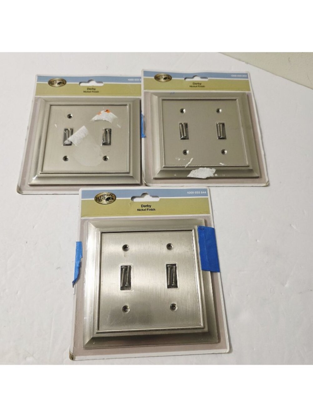 3 Hampton Bay Derby Nickel Finish 2 Toggle Wall Switch Plate 1000033844